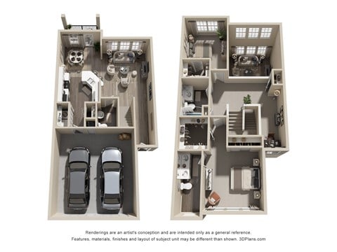 Floor plan for 2 beds, 2.5 baths, 1514 sqft